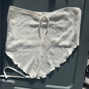 Cream Knit Bandana-Style Bottoms